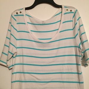 GAP Tops - Gap stretch top white with aqua stripes size XL GAP Tops - Gap stretch top white with aqua stripes size XL